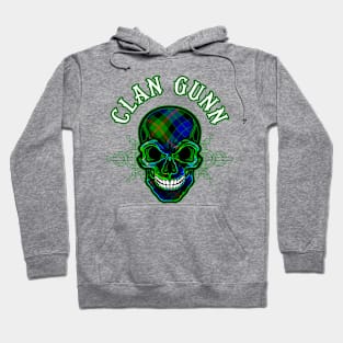 Scottish Clan Gunn Tartan Celtic Skull Hoodie